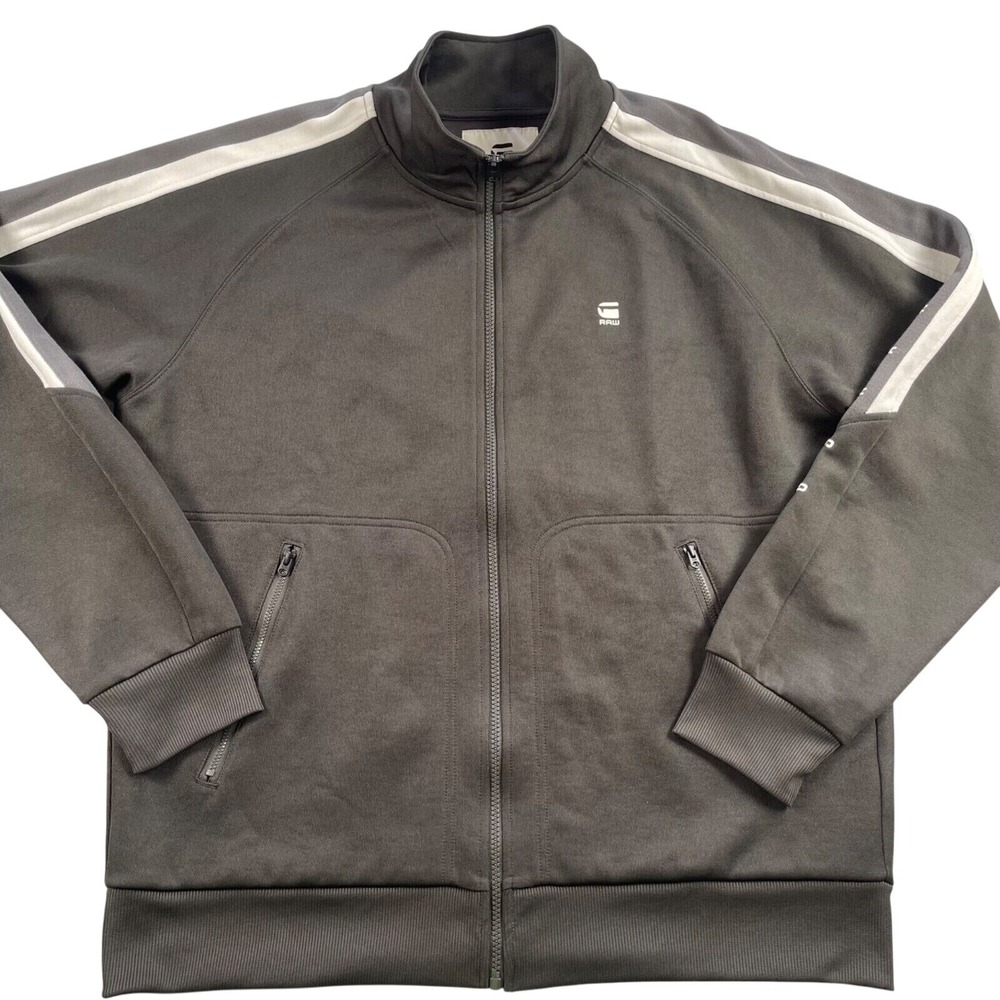 G-star Raw Jacket Mens XL Side Stripe Track‎ Top Full Zip Tape Inset Raven Color